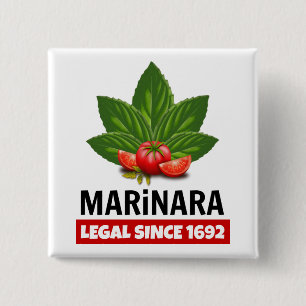 Badge Carré 5 Cm Marinara Légal Depuis 1692 Tomates Basil
