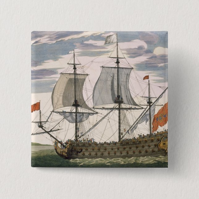 Badge Carré 5 Cm Marine britannique : un bateau de premier ordre (Devant)