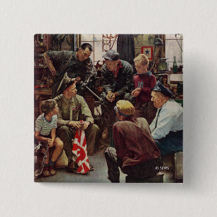 Badge Carré 5 Cm Marine de retours au pays