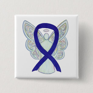Badge Carré 5 Cm Marine, Indigo, Bleu foncé Sensibilisation Ruban A