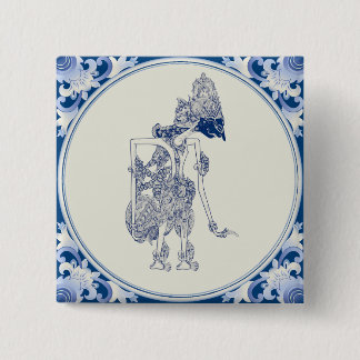 Badge Carré 5 Cm Marionnette hollandaise-indonésienne Delft Blauw.