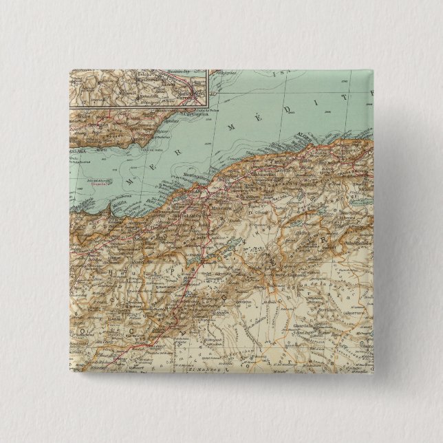 Badge Carré 5 Cm Maroc, Algérie, Tunisie (Devant)