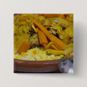 Badge Carré 5 Cm Maroc, Tétouan. Repas marocain traditionnel de