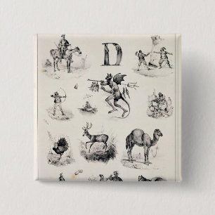 Badge Carré 5 Cm Marquez avec des lettres D d'une amorce