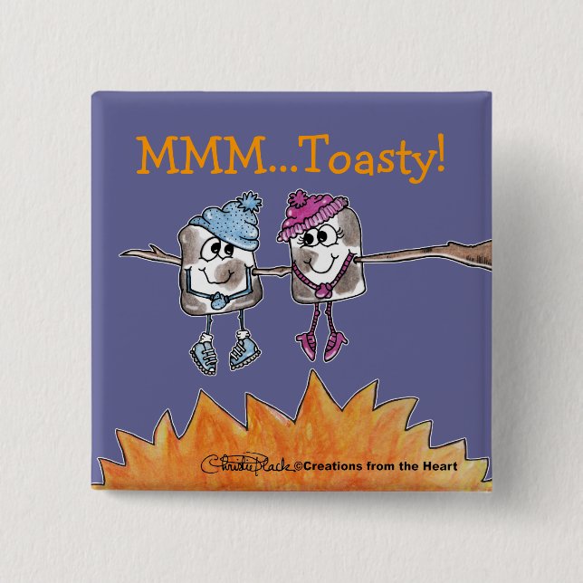 Badge Carré 5 Cm Marshmallows grillés (Devant)