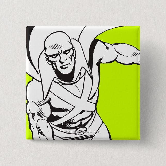 Badge Carré 5 Cm Martian Manhunter fait 5 morts (Devant)