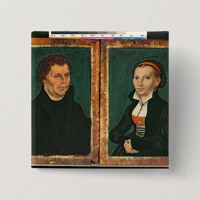 Badge Carré 5 Cm Martin Luther, Katharina von Bora, c.1526 (Devant)