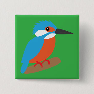 Badge Carré 5 Cm Martin-pêcheur
