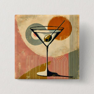 Badge Carré 5 Cm Martini d'art moderne du milieu du siècle