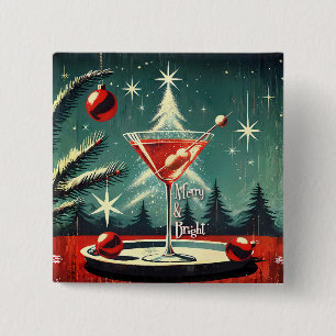 Badge Carré 5 Cm Martini de l'Arbre de Noël Flurry Rétro 50