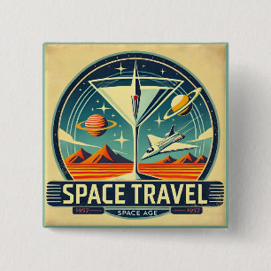 Badge Carré 5 Cm Martini Space Travel 1957 New Worlds Logo