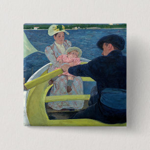 Badge Carré 5 Cm Mary Cassatt - La Partie en barque
