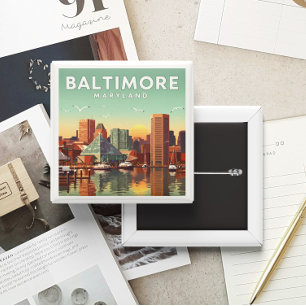 Badge Carré 5 Cm Maryland vintage Baltimore