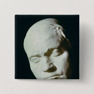 Badge Carré 5 Cm Masque de Beethoven, pris de la vie à l'âge de