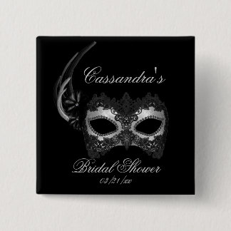 Badge Carré 5 Cm Masque de mascarade de dentelle de "Fête de la