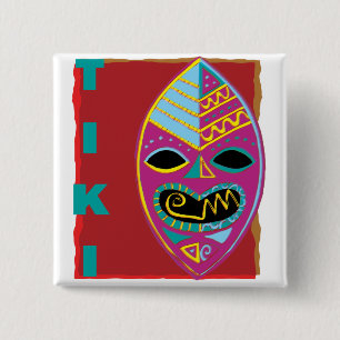 BADGE CARRÉ 5 CM MASQUE DE TIKI