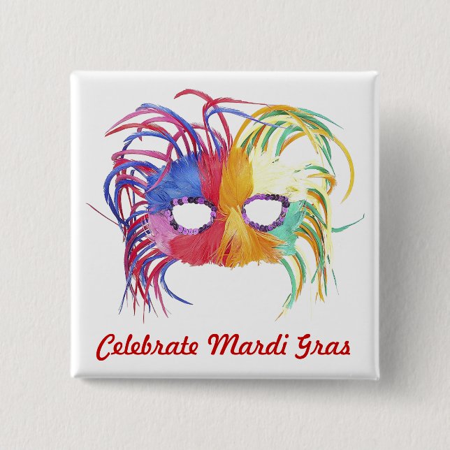 Badge Carré 5 Cm Masque perlé - (Devant)