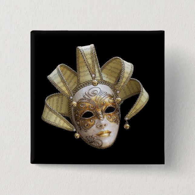 Badge Carré 5 Cm Masques Vénitiens (Devant)