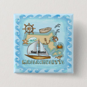 Badge Carré 5 Cm Massachusetts