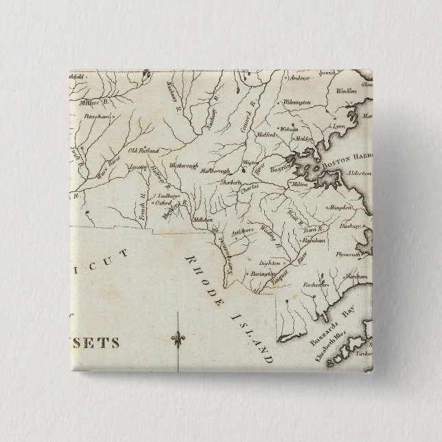 Badge Carré 5 Cm Massachusetts 2 (Devant)