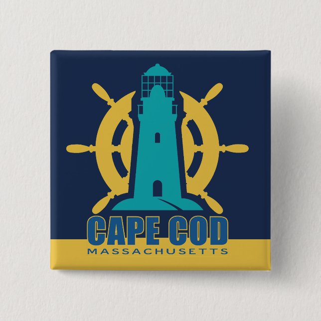 Badge Carré 5 Cm Massachusetts de Cape Cod (Devant)