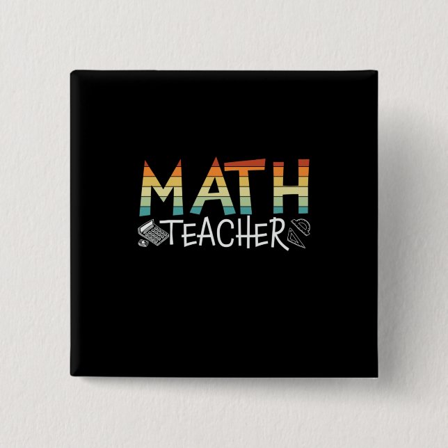 Badge Carré 5 Cm Math Teacher (Devant)