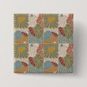 Badge Carré 5 Cm Matisse Groovy floral Art Nouveau 1970s Boho