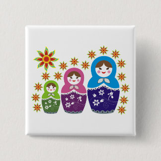 Badge Carré 5 Cm Matryoshka Poupées russes & tournesols personnalis