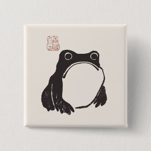 Badge Carré 5 Cm Matsumoto Hoji Frog Sad Melancholy Artiste japonai