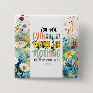 Badge Carré 5 Cm Matthieu 17:20 La foi comme un Verset de la Bible 