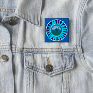 Badge Carré 5 Cm Mazipoodles Sunflower Sunshine : Bleu 1