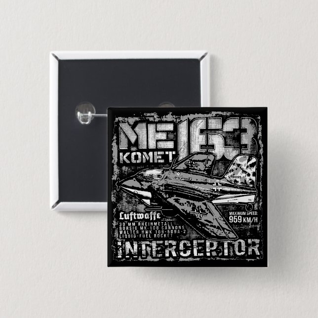 Badge Carré 5 Cm Me 163 Komet (Devant & derrière)