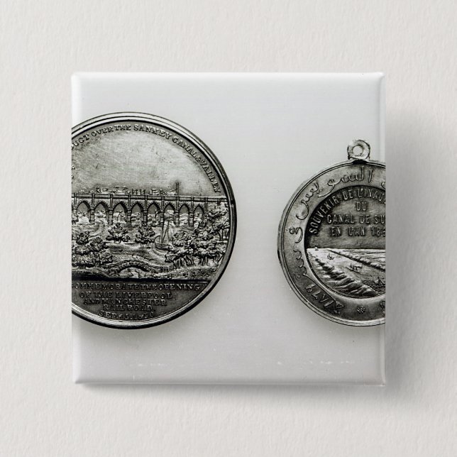 Badge Carré 5 Cm Médaille commémorant l'ouverture du Suez (Devant)