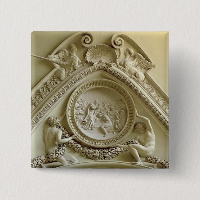 Badge Carré 5 Cm Médaillon dépeignant le baptême de Constantine (Devant)