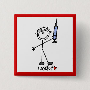 Badge Carré 5 Cm Médecin Bâtonnet de Base