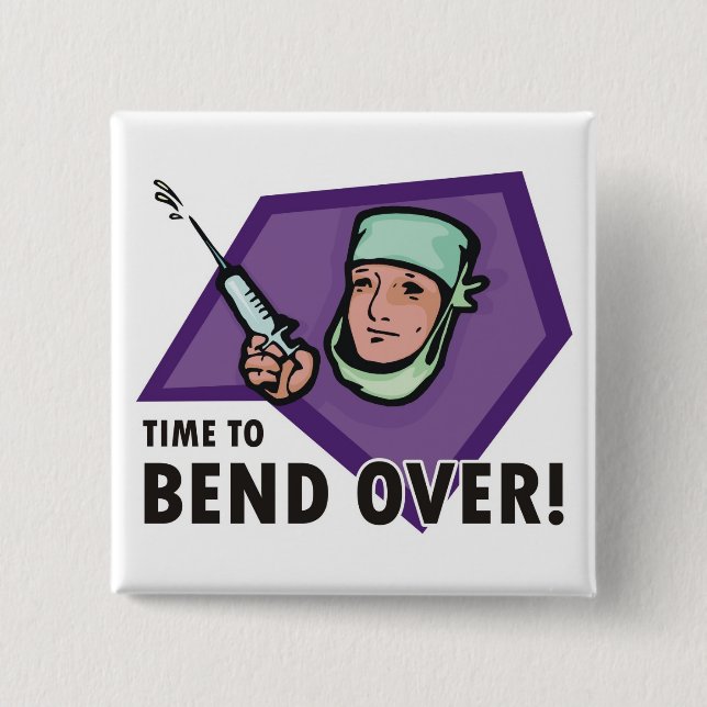 Badge Carré 5 Cm Médecin d'injection/infirmière drôles - injection (Devant)