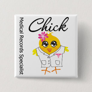 Badge Carré 5 Cm Medical Records Specialist Chick