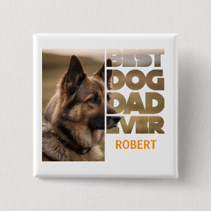 Badge Carré 5 Cm Meilleur papa de chien photo personnalisée