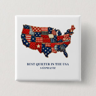 Badge Carré 5 Cm Meilleur Piqueur des États-Unis Patchwork Personna