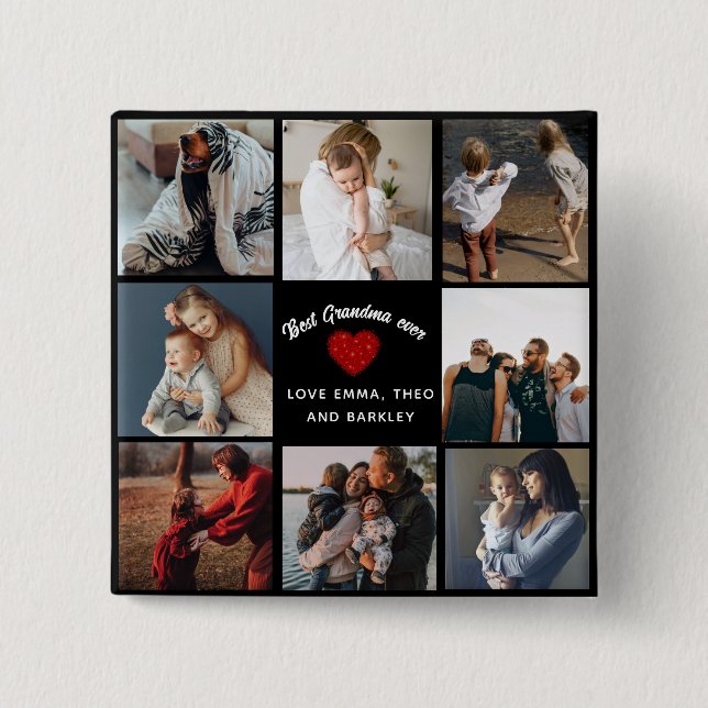 Badge Carré 5 Cm Meilleure Grand-Mère Ever 4 Photo Collage de photo (Devant)