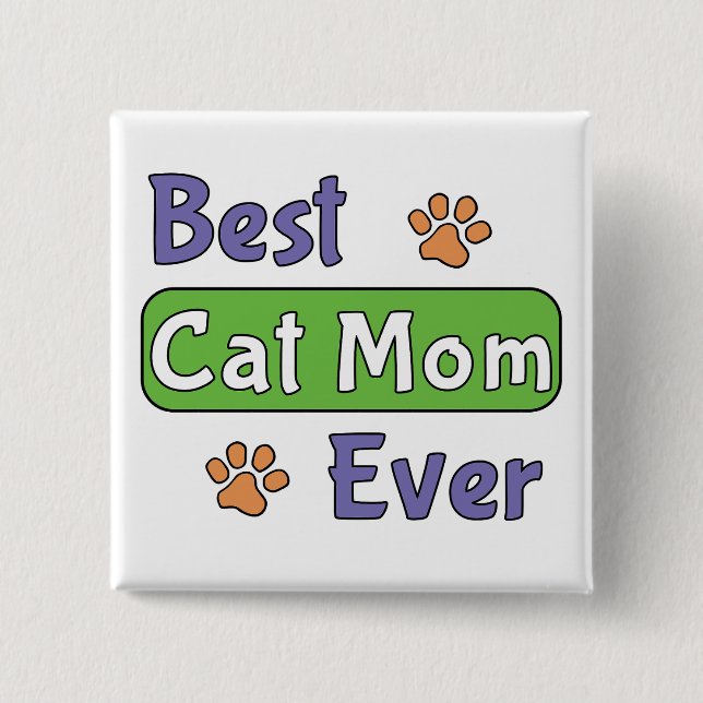 Badge Carré 5 Cm Meilleure maman de chat de tous les temps (Devant)