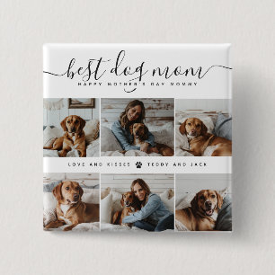 Badge Carré 5 Cm Meilleure maman de chien : photo de chien personna