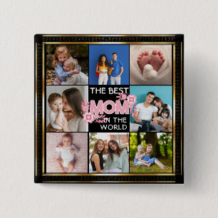 Badge Carré 5 Cm Meilleure Maman du Monde Fête des Mères 8 Photos