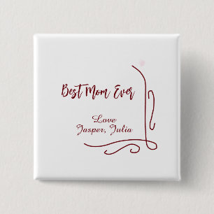 Badge Carré 5 Cm Meilleure maman jamais rouge amour frontière espag
