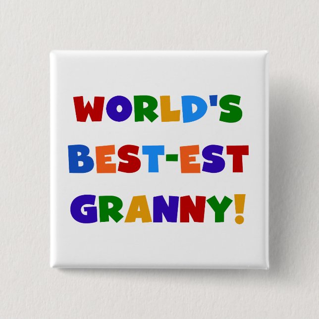 Badge Carré 5 Cm Meilleures couleurs vives de mamie au monde (Devant)