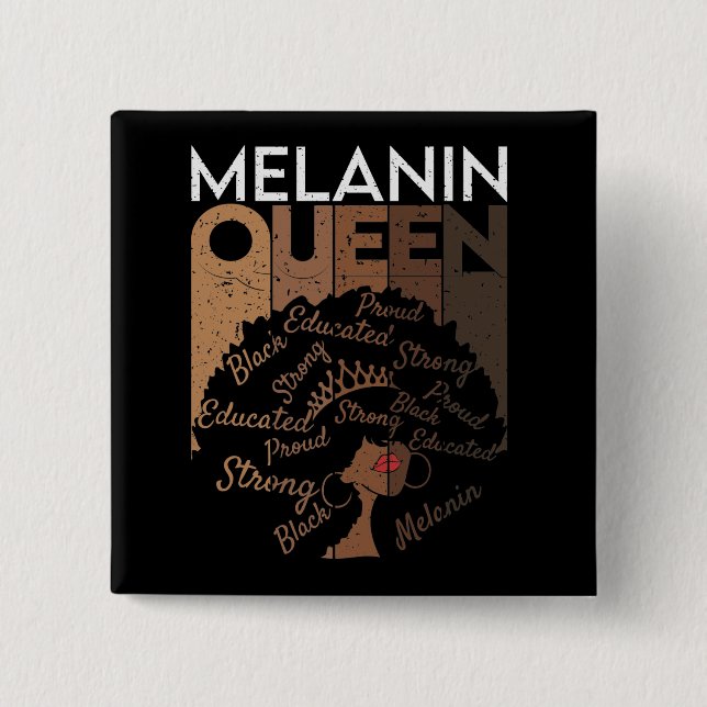 Badge Carré 5 Cm Melanin Afro Queen Word Art (Devant)