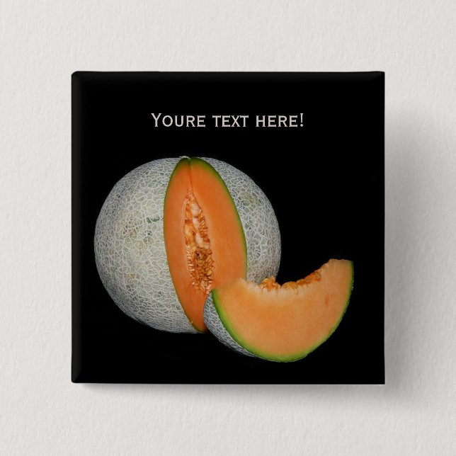 Badge Carré 5 Cm Melon Cantaloupe tranché (Devant)