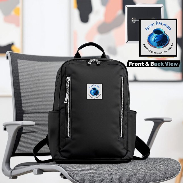 Badge Carré 5 Cm Membre de l'équipe humoristique du peloton | de (fun square button with front and back view added)