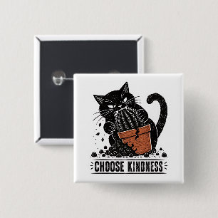 Badge Carré 5 Cm Mème de linogravure de chat drôle Choisissez la ge