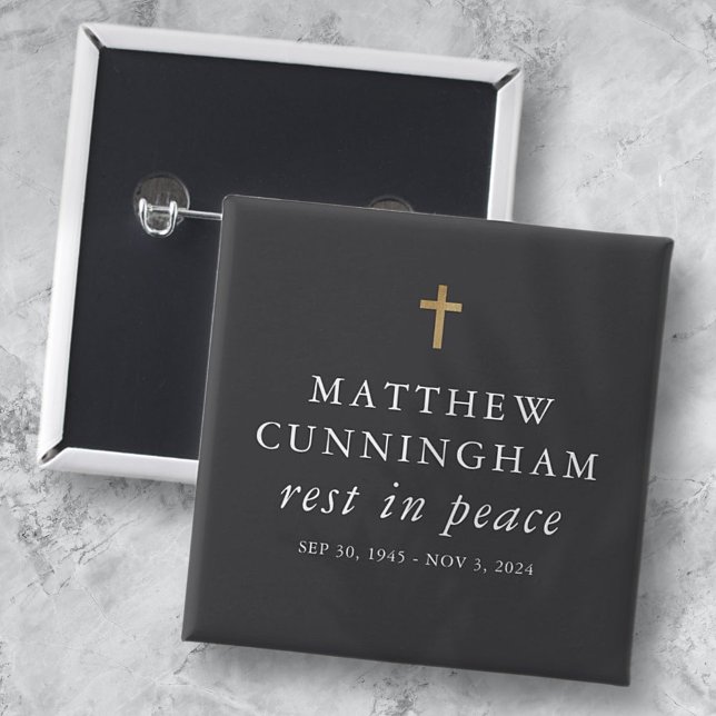 Badge Carré 5 Cm Mémorial funéraire Repos en paix Moderne Simple Cr (Créateur téléchargé)